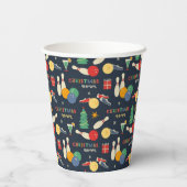 Retro kerst bowling patroon papieren bekers (Achterkant)