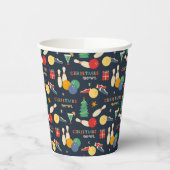 Retro kerst bowling patroon papieren bekers (Links)