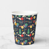 Retro kerst bowling patroon papieren bekers (Rechts)