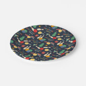 Retro kerst bowling patroon papieren bordje (Gekanteld)