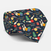 Retro kerst bowling patroon stropdas (Opgerold)