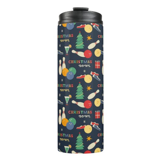 Retro kerst bowling patroon thermosbeker (Voorkant)