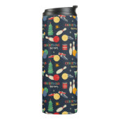 Retro kerst bowling patroon thermosbeker (Gedraaid links)