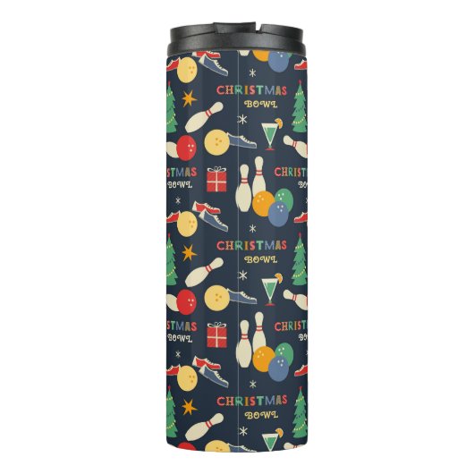 Retro kerst bowling patroon thermosbeker (Achterkant)