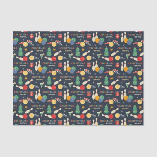 Retro kerst bowling patroon tissuepapier (Voorkant)