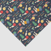 Retro kerst bowling patroon tissuepapier (Detail)