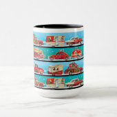 Retro Kerst Campers + Klassieke Auto's Mok (Midden)