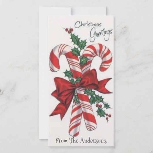  Retro Kerst Candy Canes Custom Feestdagenkaart (Voorkant)