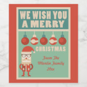Retro Kerst Cheer! Vakantie Wijn Etiket (Enkel label)