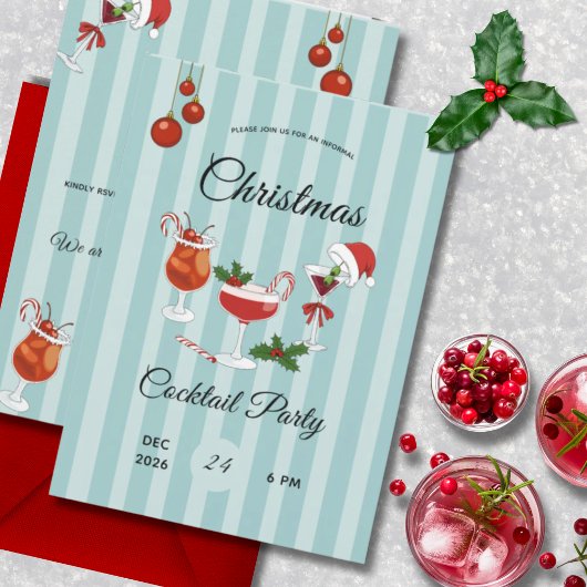 Retro Kerst Cocktailparty Kaart