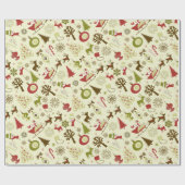 Retro Kerst Collage Cadeaupapier (Vlak)