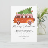 Retro Kerst Combi Flat Feestdagenkaart (Staand voorkant)