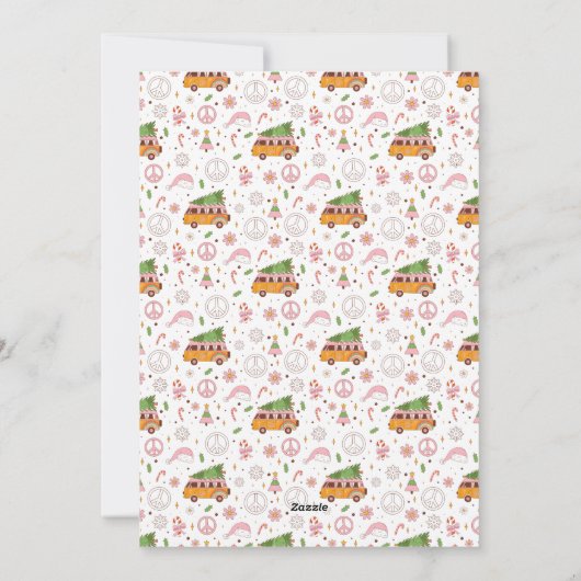 Retro Kerst Combi Flat Feestdagenkaart (Achterkant)