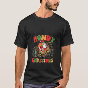 Retro Kerst Cowboy Sinterklaas Xmas Howdy Light T-shirt
