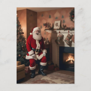Retro Kerst Creepy Santa Briefkaart