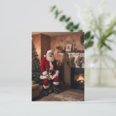 Retro Kerst Creepy Santa Briefkaart (Staand voorkant)
