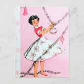  retro kerst dame briefkaart (Voorkant)