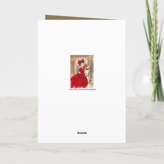  retro kerst dame dd tekstkaart feestdagen kaart (Achterkant)