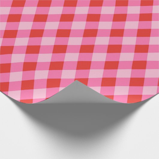 Retro Kerst Diamantruit - Rood & Roze Cadeaupapier (Hoek)