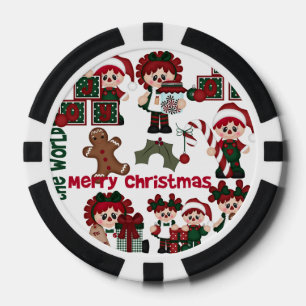 Retro Kerst Doll Patroon Pokerchips
