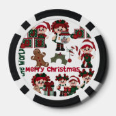 Retro Kerst Doll Patroon Pokerchips (Achterkant)