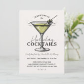 Retro Kerst Dranken Cocktails Kerstfeest Kaart (Staand voorkant)