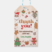 Retro Kerst Eerste Verjaardagsfeest Cadeaulabel (Achterkant)