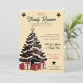 Retro Kerst Familie Reünie Uitnodiging (Staand voorkant)