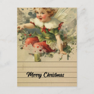 Retro kerst fee briefkaart