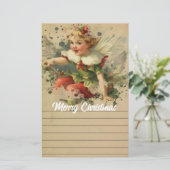 Retro kerst fee briefpapier (Staand voorkant)