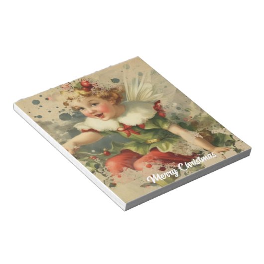 Retro kerst fee notitieblok (Schuin)