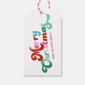 Retro Kerst Font Regenboog Kleuren Prettig Kerstfe Cadeaulabel (Voorkant)