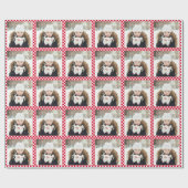 Retro Kerst Foto Collage Schachbrett rood Cadeaupapier (Vlak)