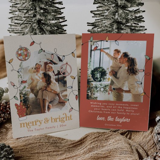 Retro Kerst Foto Familie Kerst Kaart