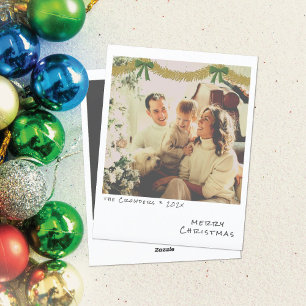 Retro Kerst Foto Kaart - Gouden & Groene Slinger