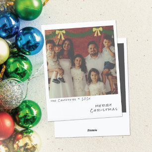 Retro Kerst Foto Kaart - Groene & Gouden Slinger