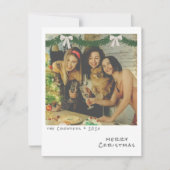 Retro Kerst Foto Kaart - Groene & Witte Slinger (Voorkant)