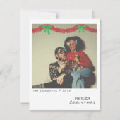 Retro Kerst Foto Kaart - Rode & Groene Slinger (Voorkant)