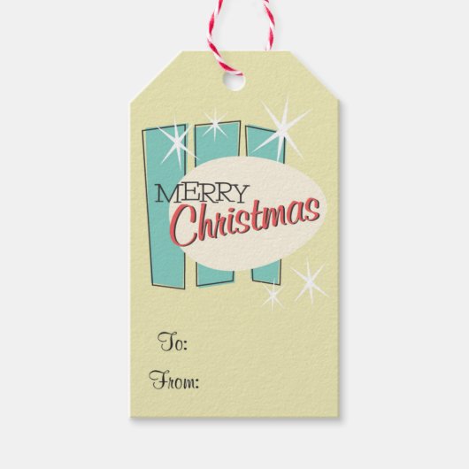 Retro Kerst Gift Label - Mid-Century Modern Cadeaulabel (Voorkant)
