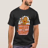 Retro Kerst Gingerbread Merry en Bright Chris T-shirt (Voorkant)
