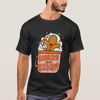 Retro Kerst Gingerbread Merry en Bright Chris T-shirt