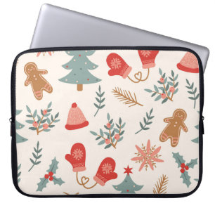 Retro Kerst Gingerbread Patroon. Laptop Sleeve