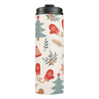 Retro Kerst Gingerbread Patroon. Thermosbeker