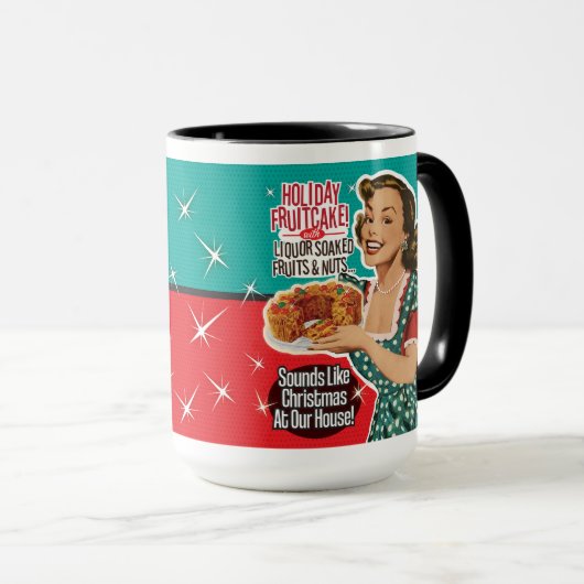 Retro Kerst Grappig als een Fruitcake Mok (Voorkant rechts)