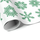 Retro Kerst Groene Sneeuwvlokken  Cadeaupapier (Rol Hoek)