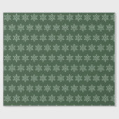 Retro Kerst Groene Sneeuwvlokken Cadeaupapier (Vlak)