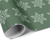 Retro Kerst Groene Sneeuwvlokken Cadeaupapier (Rol Hoek)