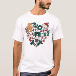 Retro Kerst Groovy Hart Liefde,  vakantie T-shirt