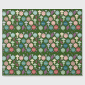 Retro Kerst Herladen - Pastels op Fles Groen Cadeaupapier (Vlak)