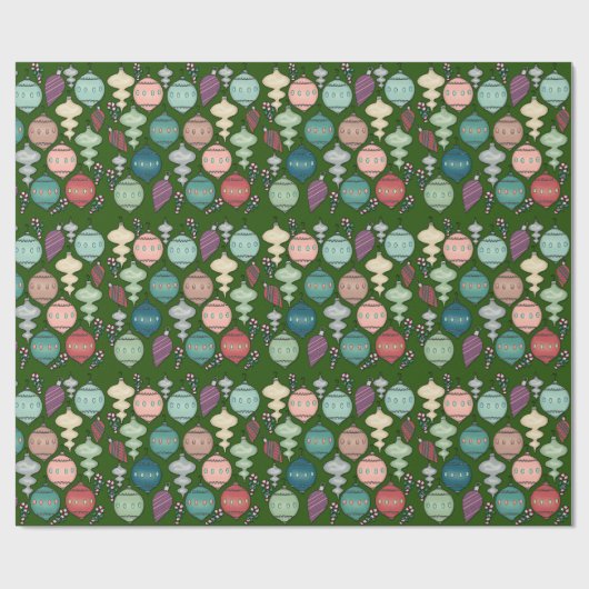 Retro Kerst Herladen - Pastels op Fles Groen Cadeaupapier (Vlak)